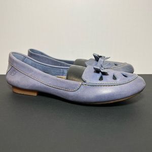Womens BORN Naura Blue Leather Perforated Slip On Loafers / Size 8.5